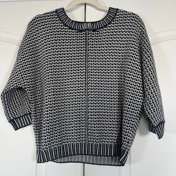 NWT NIC+ZOE Easy Tuck Stitch Pullover Sweater Split Neck Blue Size Medium - Picture 3 of 10